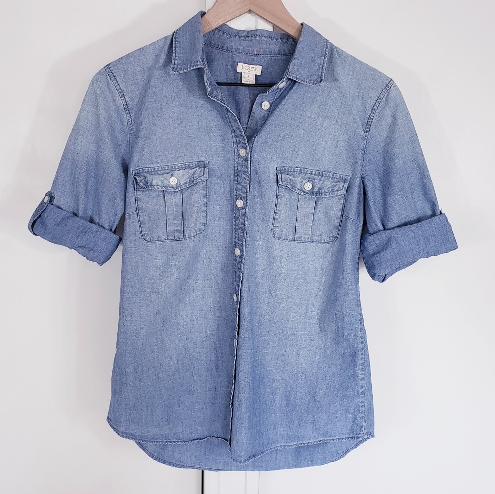 J. Crew Button Down Chambray - image 3